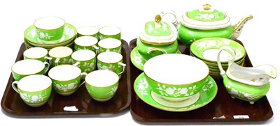 Lot 53 - A 19th century Royal Crown Derby green and gilt decorated tea service on two trays