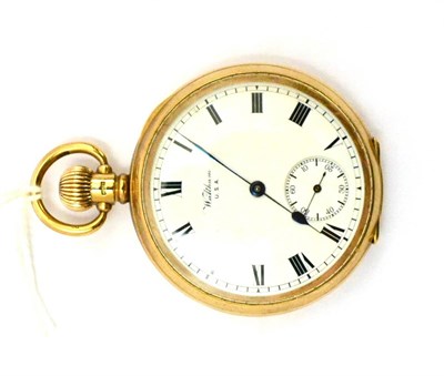 Lot 61 - A 9ct gold open faced pocket watch, signed Waltham