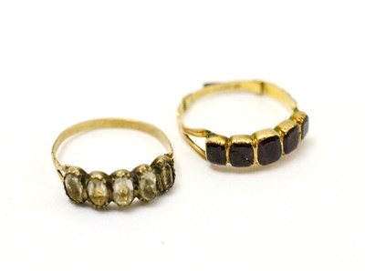 Lot 80 - Two foil backed five stone rings in box