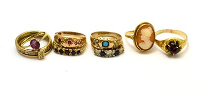 Lot 82 - Eight 9ct gold and other dress rings