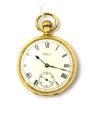 Lot 101 - 9ct Waltham Vanguard 23 jewel pocket watch, hand set is under bezel at number 11