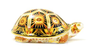 Lot 123 - Royal Crown Derby Madagascar Tortoise, with gold stopper, box and certificate