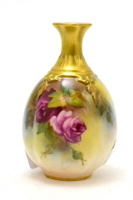 Lot 126 - Royal Worcester china vase painted with roses