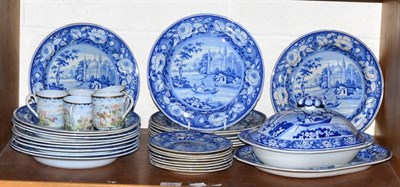 Lot 164 - A blue and white part Davenport dinner service