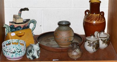 Lot 166 - A group of studio pottery including teapot, vases and vessels together with a Doulton Burslem...