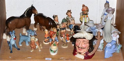 Lot 167 - Two Beswick horses, three Wade Lady and the Tramp models, a Royal Doulton character jug, five...