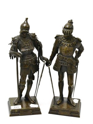 Lot 193 - A pair of bronze figures of Dutch Kings, stamped F R Unterberger