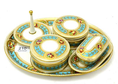 Lot 210 - A floral painted six piece dressing table set