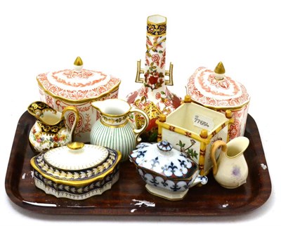 Lot 213 - A collection of miniature vases, jugs etc, including a Worcester ewer painted with a pheasant