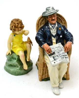 Lot 214 - A Royal Worcester Fridays Child figure and a Royal Doulton Taking Things Easy figure