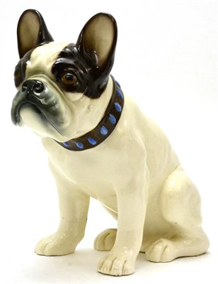 Lot 225 - A Wiener Werkstatte pottery model of a French bulldog, signed Nolscher, 27cm high