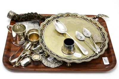 Lot 237 - Assorted silver including cutlery, mug, cigarette case, salt etc and a small quantity of plate