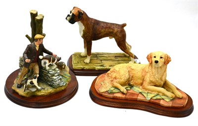 Lot 238 - Border Fine Arts 'Out with the dogs', 'Golden Retriever', and a boxer, together with Country...