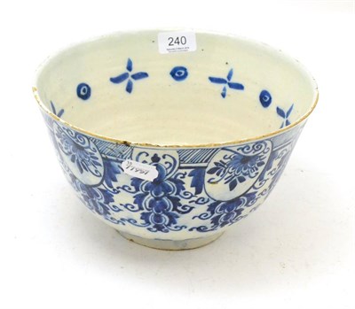 Lot 240 - An 18th century Dutch tin glazed bowl