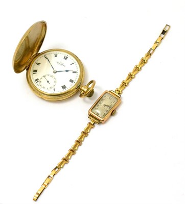 Lot 250 - A 9ct gold cased hunter pocket watch and a 9ct gold cased wristwatch