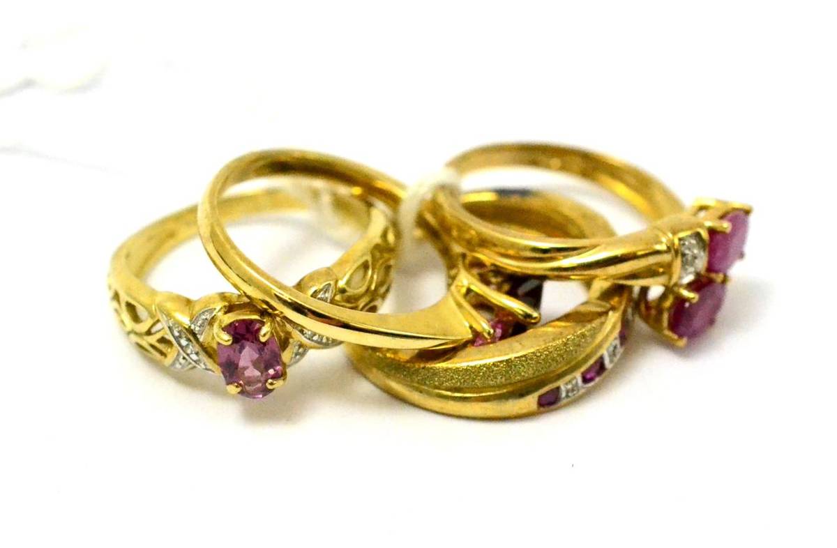 Lot 257 - Four 9ct gold dress rings