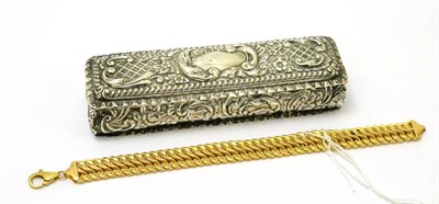 Lot 270 - A 9ct gold bracelet and a silver trinket box