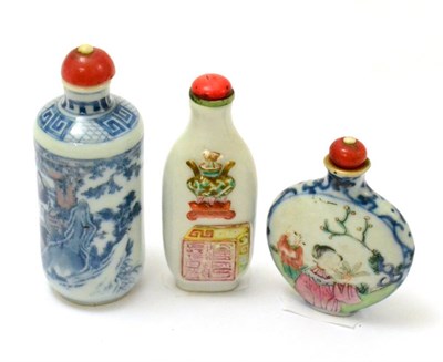 Lot 313 - Three Chinese porcelain snuff bottles