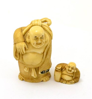 Lot 315 - A Japanese ivory okimono together with and ivory netsuke, circa 1910/1920