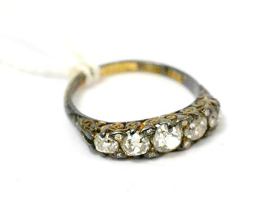 Lot 318 - A diamond five stone ring, setting worn, stamped '18CT'