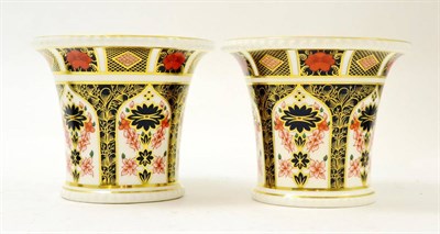 Lot 332 - A pair of Royal Crown Derby Old Imari pattern cache pots, pattern No. 1128