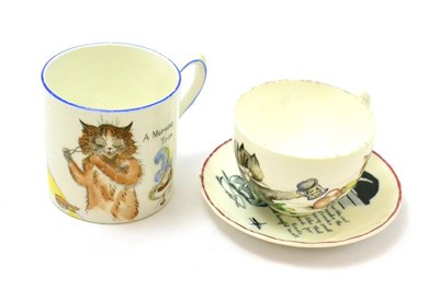 Lot 347 - A Paragon Louis Wain child's mug, a Coalport cat decorated cup and a Royal Doulton Felix the...