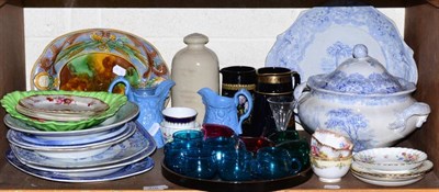 Lot 376 - Blue and white soup tureen and jugs, coloured glassware etc