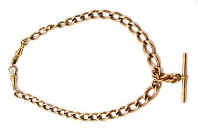 Lot 395 - A 9ct gold double Albert watch chain with t-bar