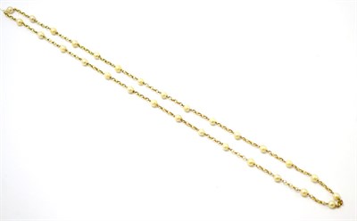 Lot 398 - A yellow metal and cultured pearl necklace