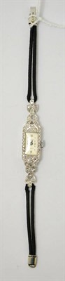 Lot 433 - A lady's diamond set wristwatch, inside case inscribed 'All plat'