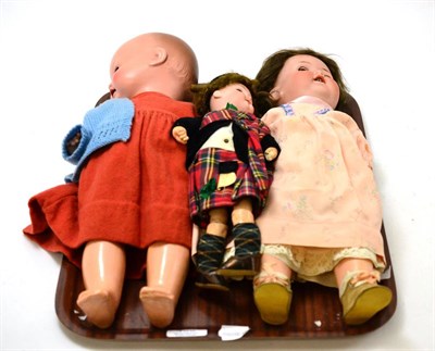 Lot 438 - Floradora bisque socket head doll wearing a kilt and highland costume, 31cm, Heubach...