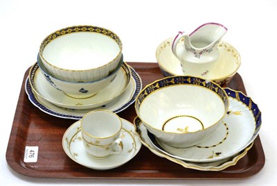 Lot 476 - A group of English ceramics including Worcester desert dish, plate and bowl; Newhall cream jug, cup