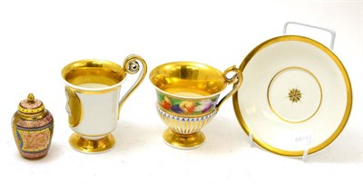 Lot 478 - A Vienna cup and saucer, a Continental cup and a small vase