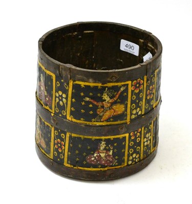 Lot 490 - A small Indian copper painted barrel