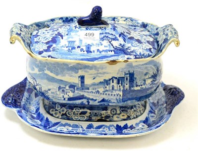 Lot 499 - Don pottery blue and white tureen on stand