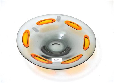 Lot 504 - A Whitefriars smoky glass bowl with orange inclusions