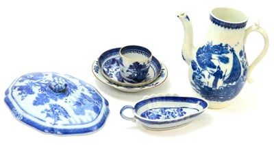 Lot 509 - An 18th century Chinese cup and saucer, 19th century Chinese sauce boat, a Caughley coffee pot...