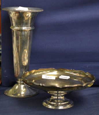 Lot 521 - A silver trumpet vase and a silver footed dish