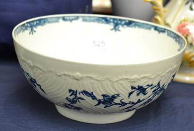 Lot 525 - A Worcester blue and white bowl (restored), circa 1770, 22cm diameter