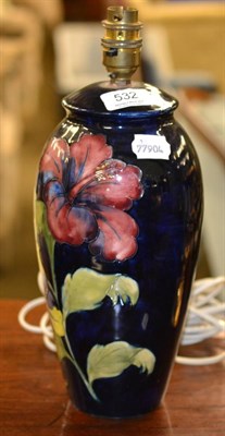 Lot 532 - A Moorcroft 'Hibiscus' pattern table lamp