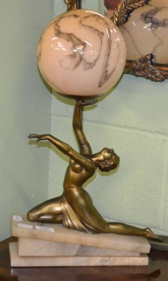 Lot 540 - An Art Deco figural semi-nude table lamp