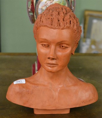 Lot 541 - A terracotta bust of Hannah, signed LM