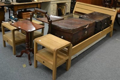 Lot 1000 - Modern Habitat oak framed double bed, together with a pair of matching bedside tables