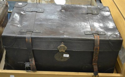 Lot 1002 - Leather cabin trunk