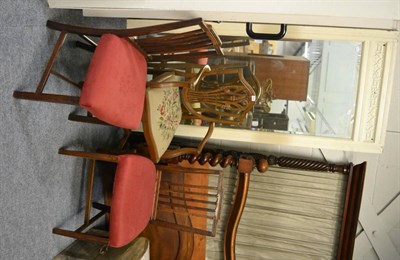 Lot 1008 - A 19th century mirrored door, together with three 19th century chairs