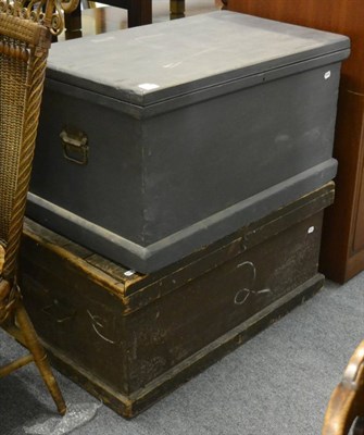 Lot 1009 - Two painted pine blanket boxes