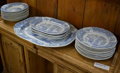 Lot 1034 - Blue and white dinnerware including a large platter