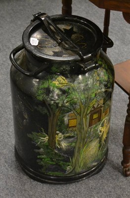 Lot 1038 - A large bargeware painted milk churn