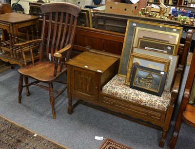 Lot 1054 - Four modern pieces of furniture comprising; oak nest of tables, mahogany chair, telephone seat...