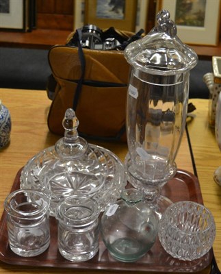 Lot 1061 - A group of glass including a Victorian style sweet jar